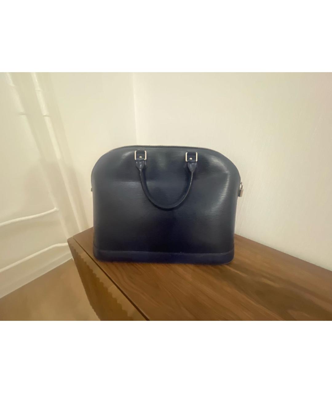 LOUIS VUITTON Темно-синяя кожаная сумка тоут, фото 9