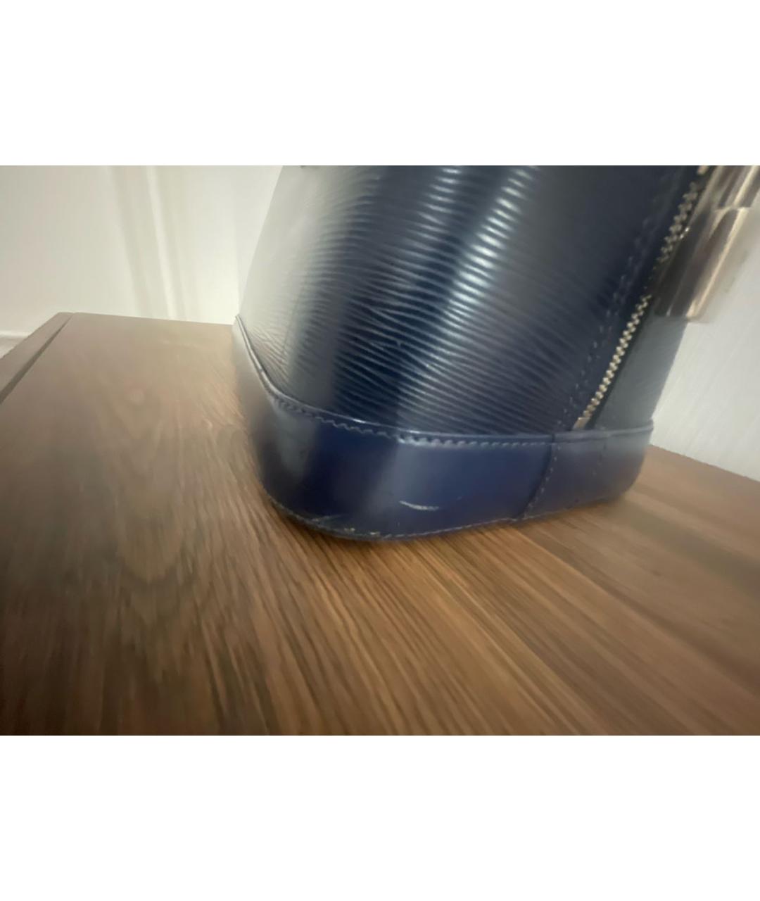 LOUIS VUITTON Темно-синяя кожаная сумка тоут, фото 7