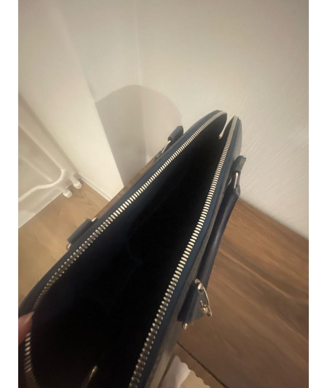 LOUIS VUITTON Темно-синяя кожаная сумка тоут, фото 4