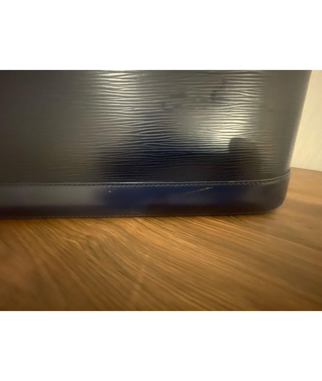 LOUIS VUITTON Темно-синяя кожаная сумка тоут, фото 8