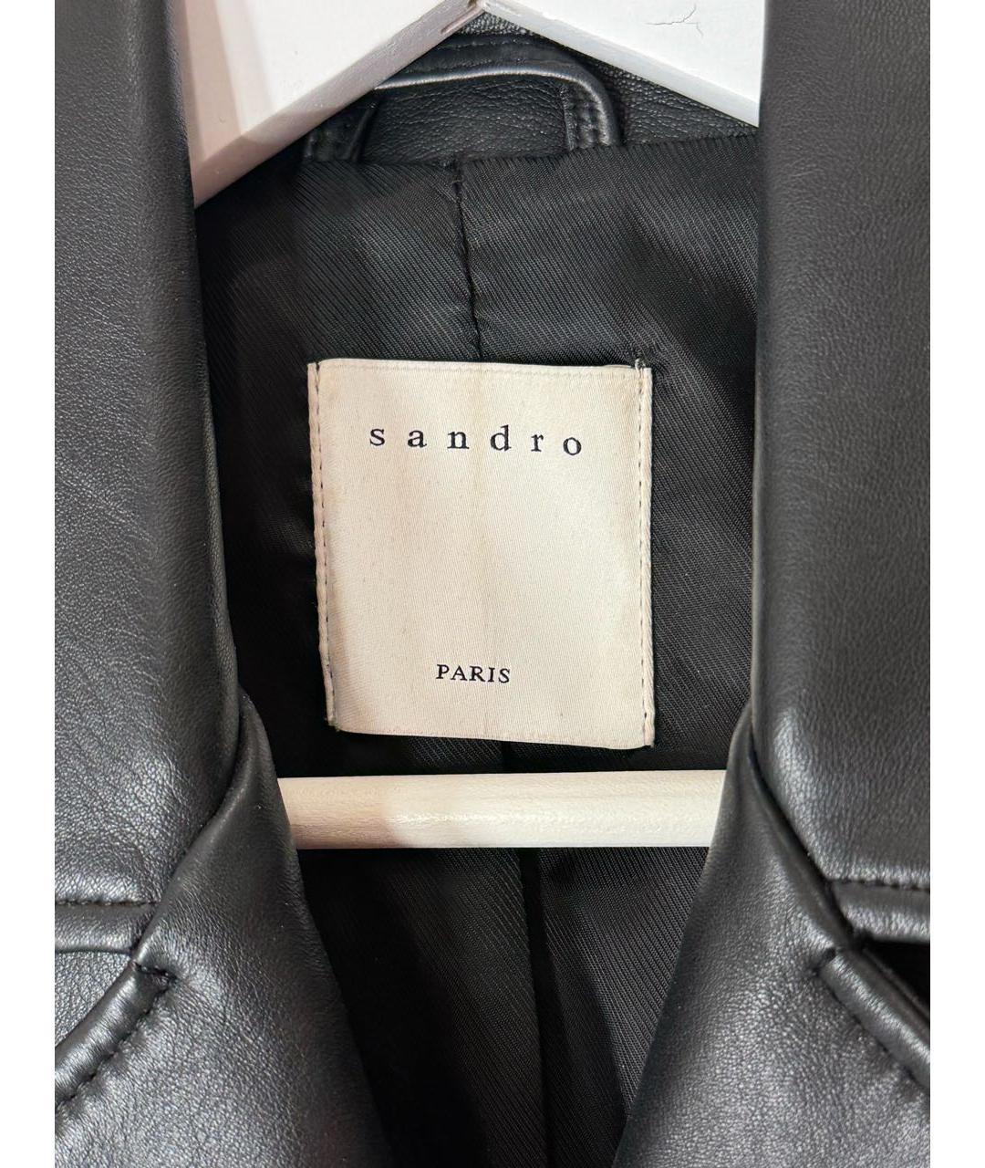 SANDRO Черная кожаная куртка, фото 3