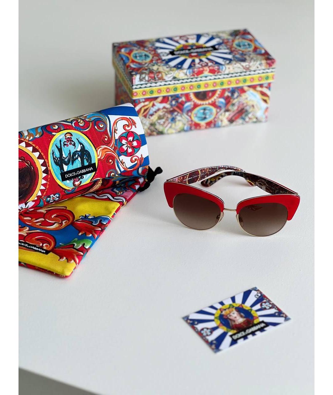 DOLCE&GABBANA Красные пластиковые солнцезащитные очки, фото 2