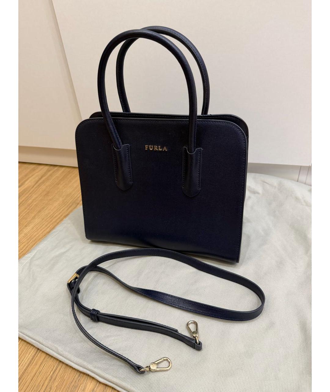 FURLA Темно-синяя кожаная сумка на плечо, фото 2