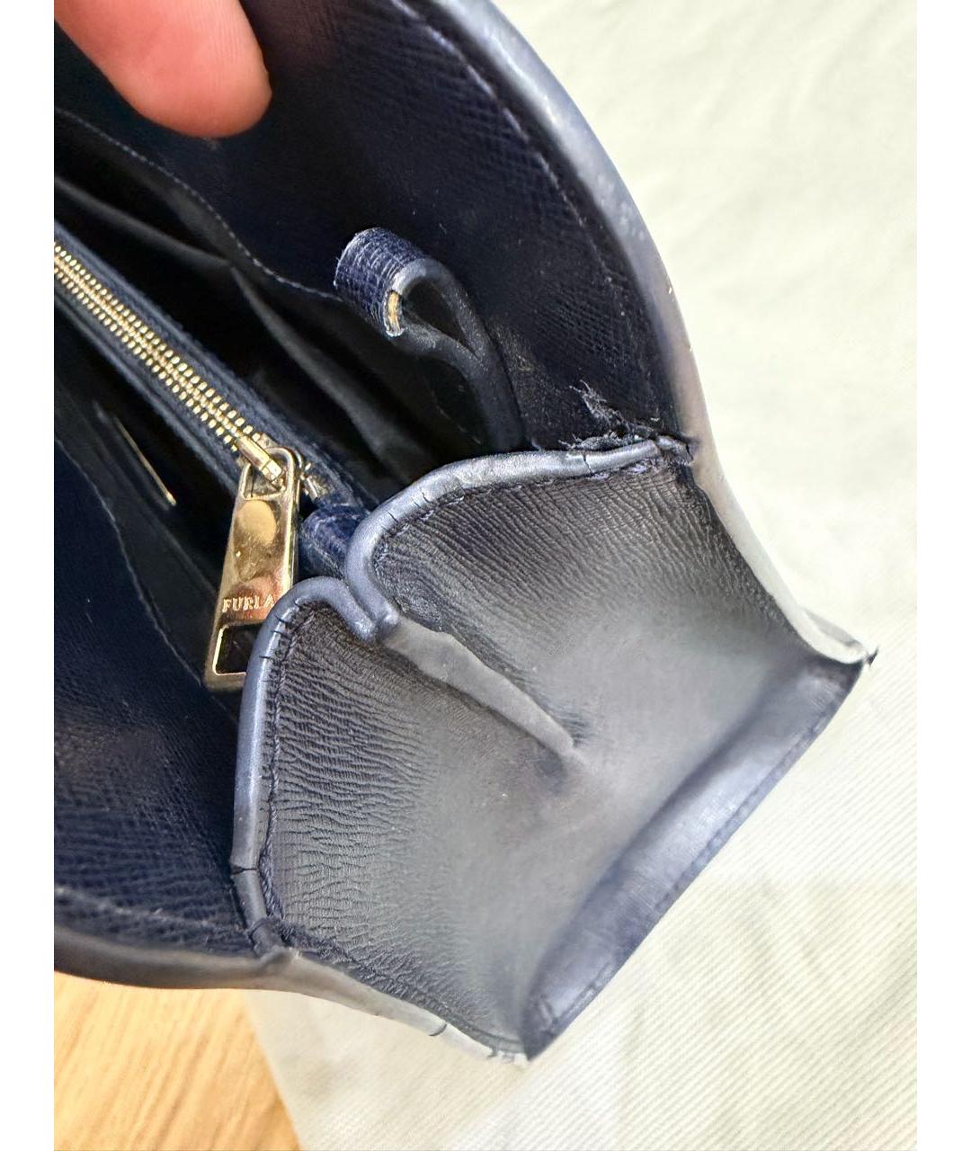 FURLA Темно-синяя кожаная сумка на плечо, фото 5