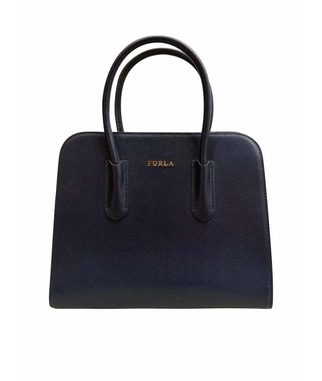 FURLA Темно-синяя кожаная сумка на плечо, фото 1