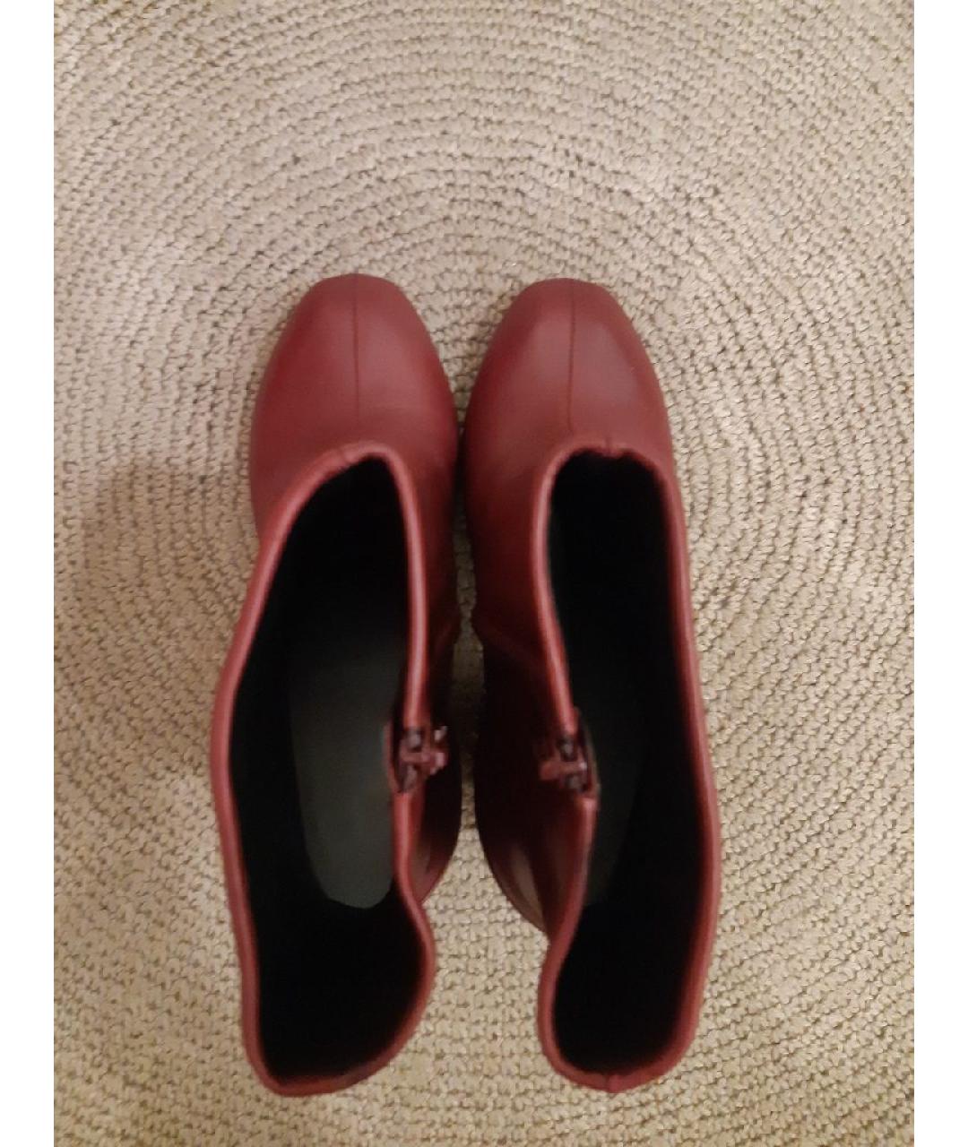 MAISON MARGIELA Бордовые кожаные ботильоны, фото 3