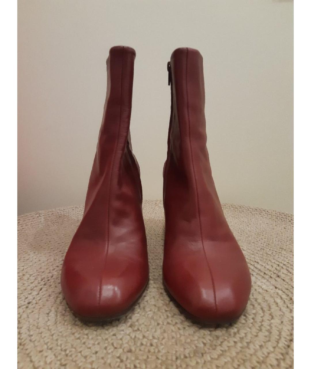 MAISON MARGIELA Бордовые кожаные ботильоны, фото 2