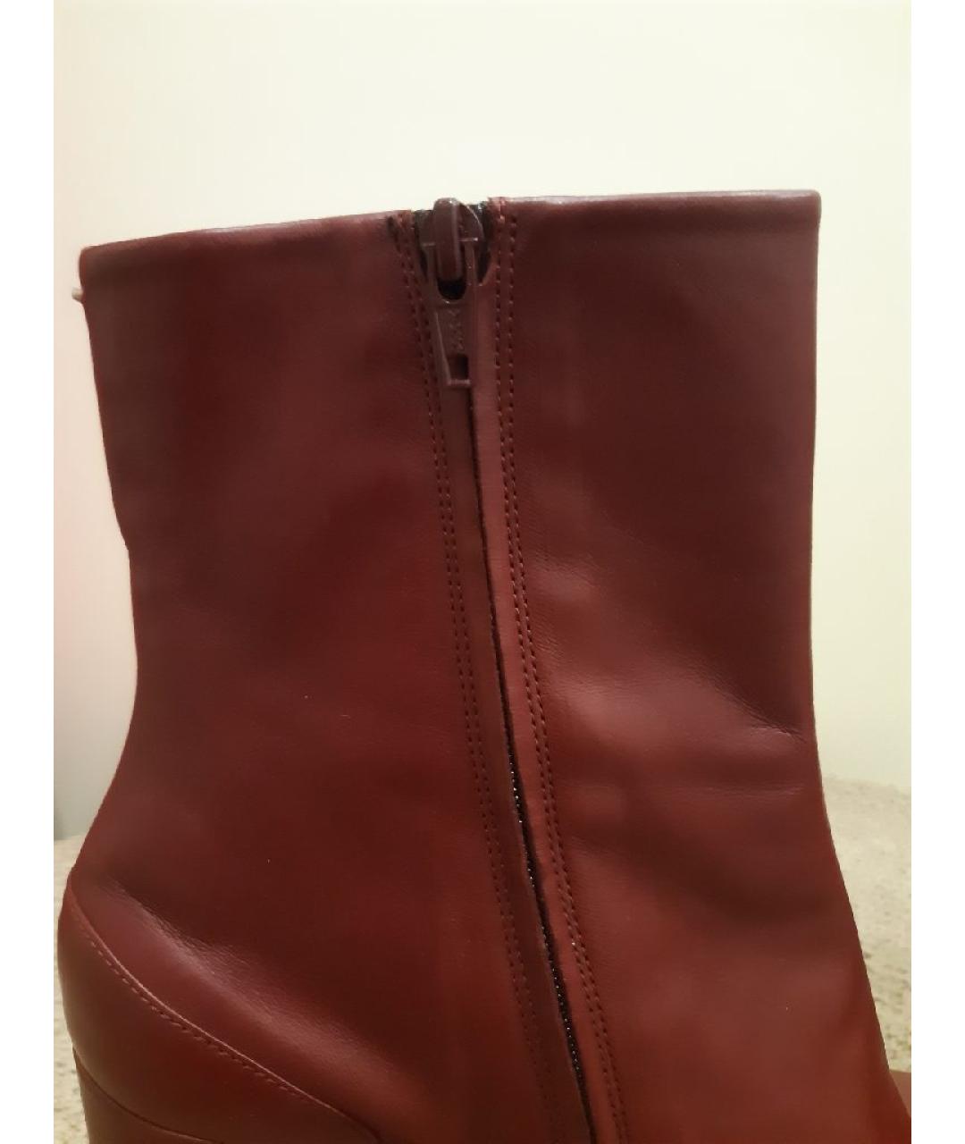 MAISON MARGIELA Бордовые кожаные ботильоны, фото 5