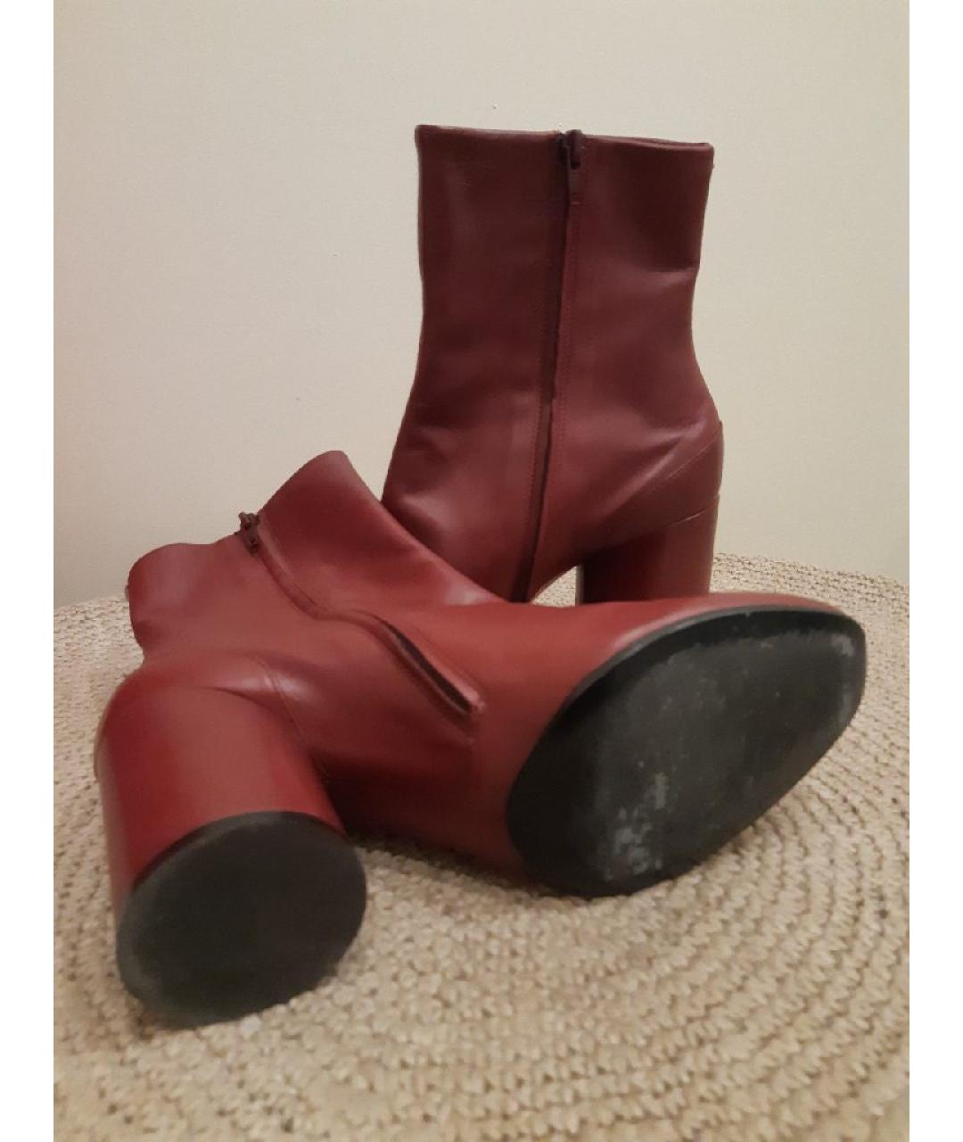 MAISON MARGIELA Бордовые кожаные ботильоны, фото 8
