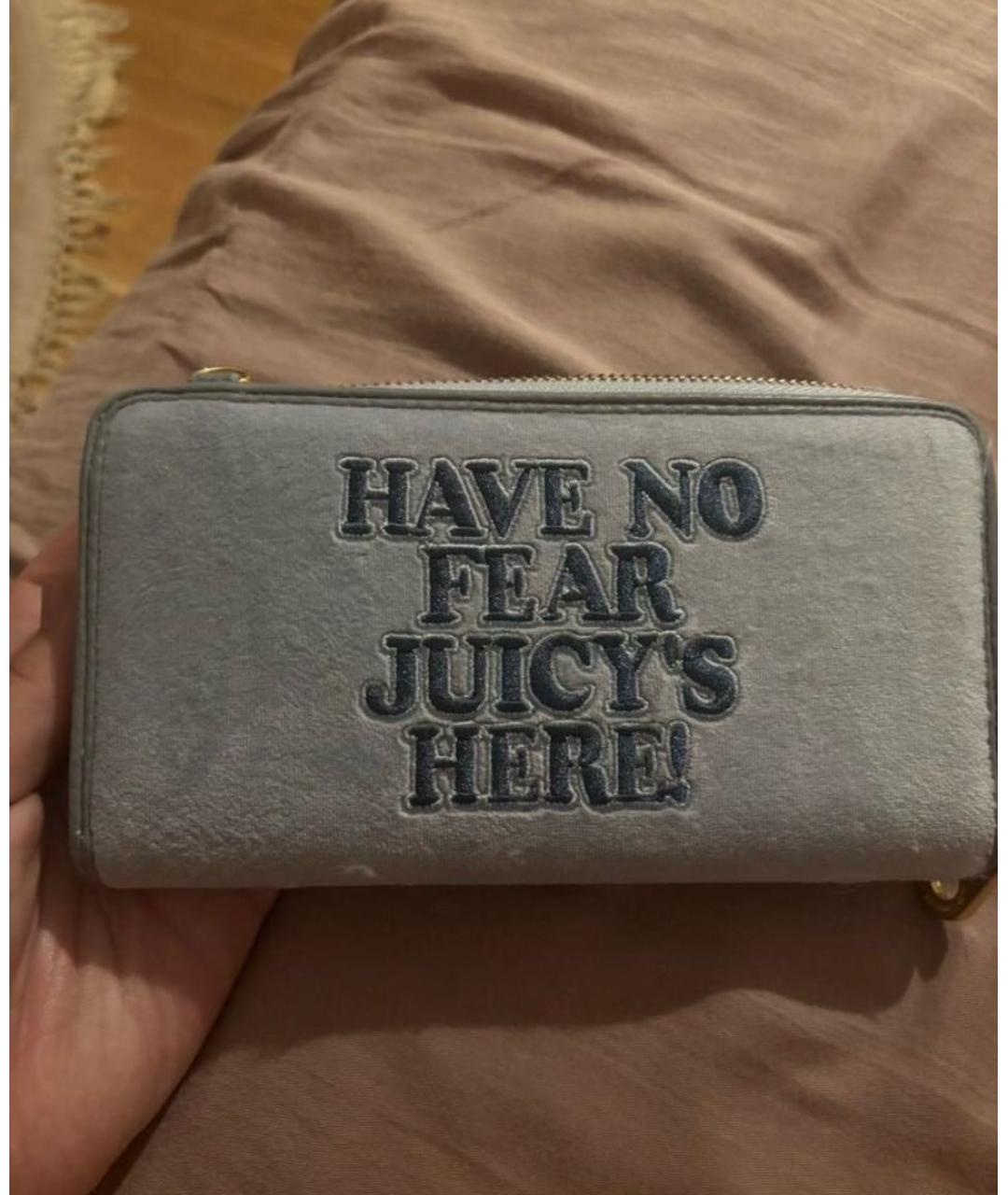 JUICY COUTURE Голубая бархатная сумка через плечо, фото 2