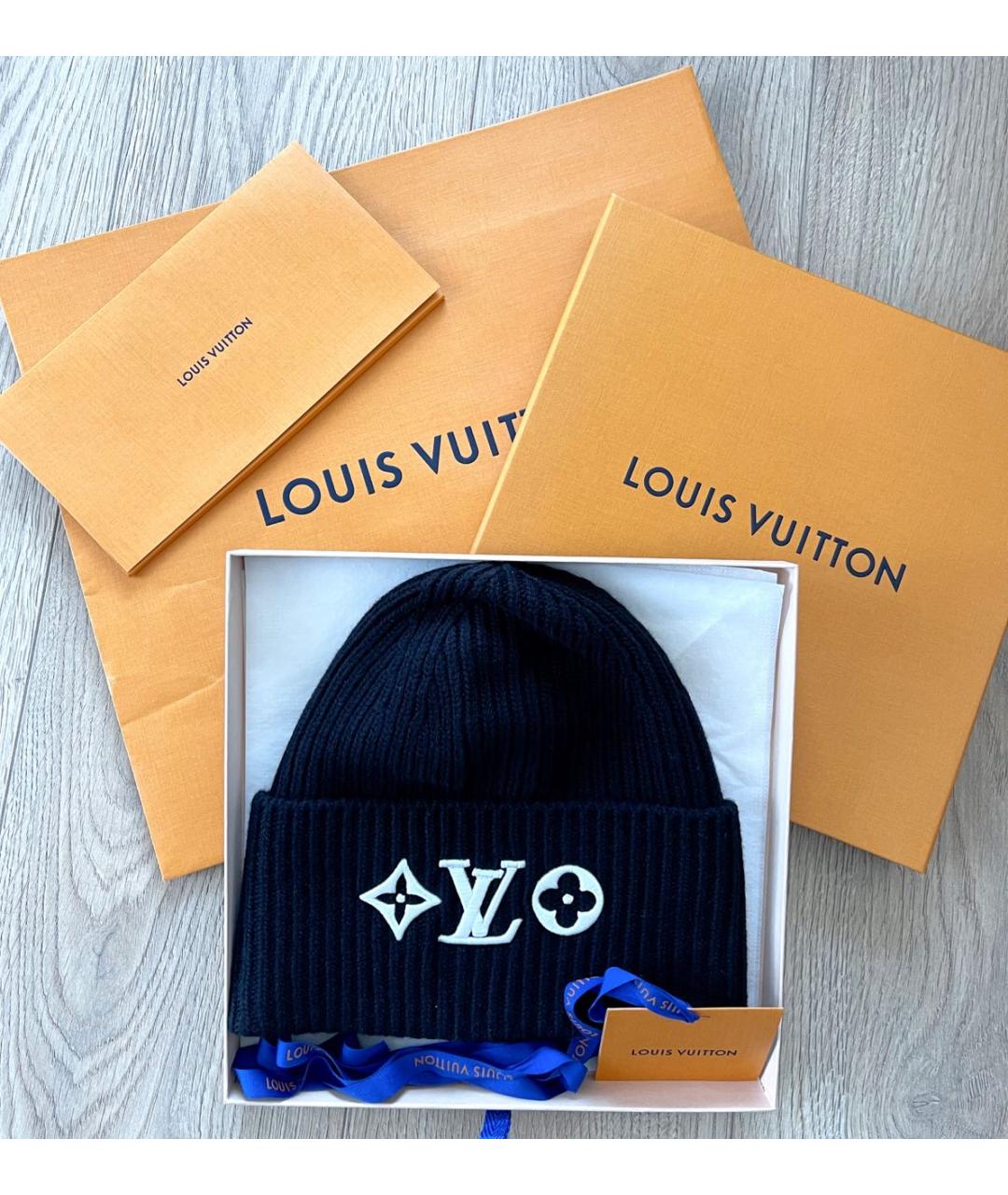 LOUIS VUITTON Черная шерстяная шапка, фото 3