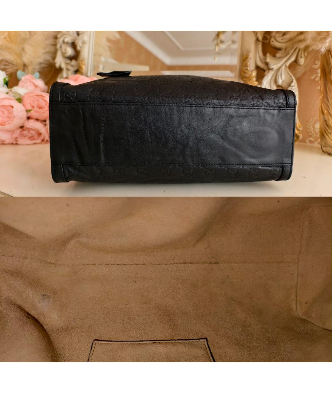 GUCCI Черная кожаная сумка с короткими ручками, фото 6