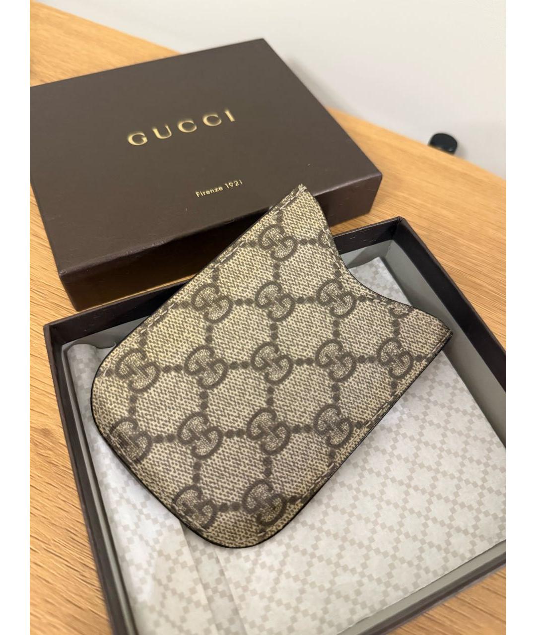 GUCCI Бежевый кожаный кардхолдер, фото 3