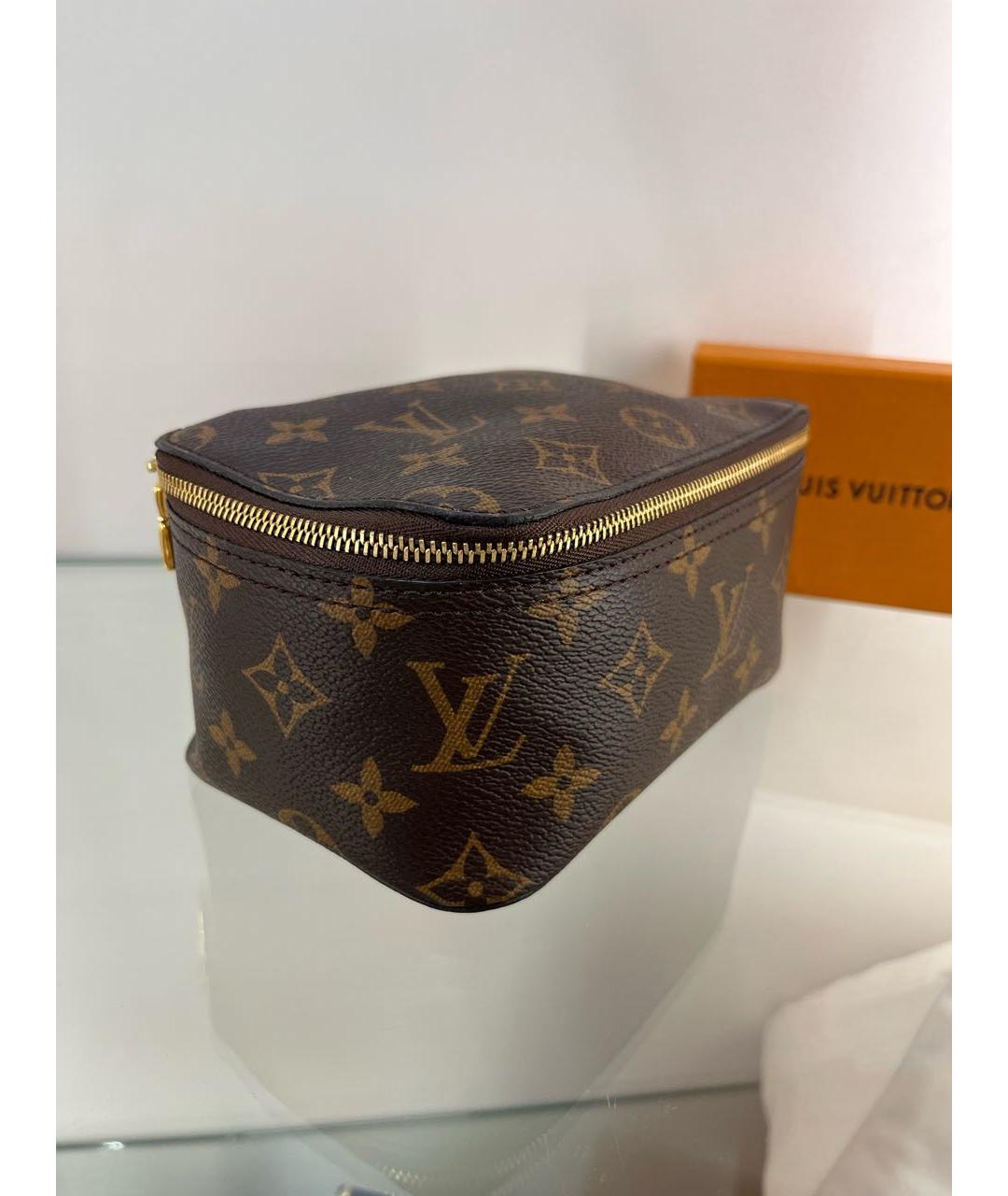 LOUIS VUITTON Коричневая кожаная косметичка, фото 2