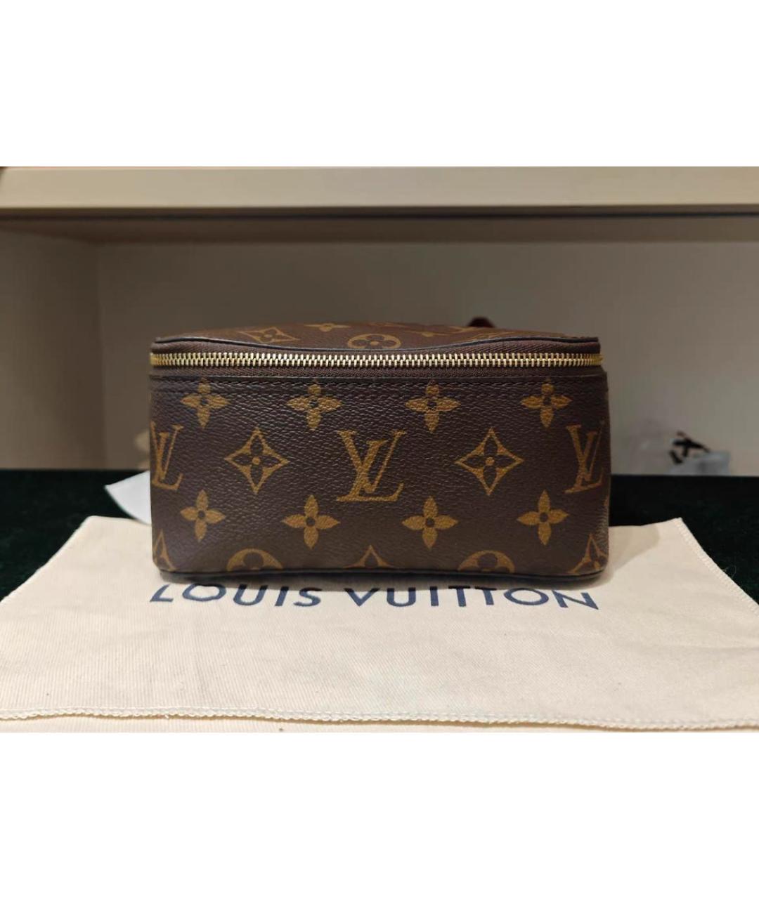 LOUIS VUITTON Коричневая кожаная косметичка, фото 7