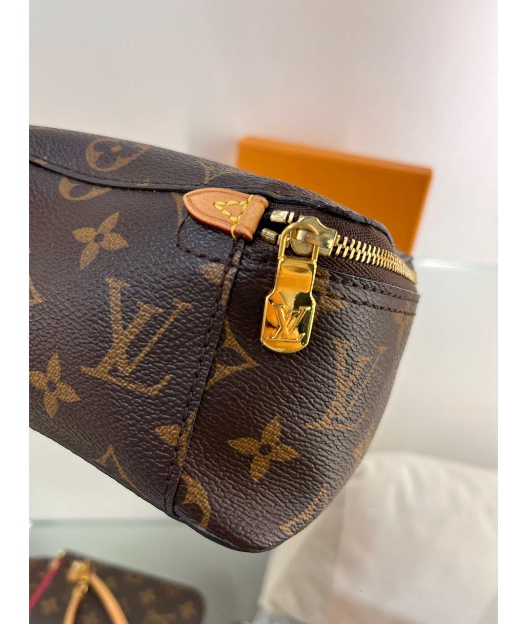 LOUIS VUITTON Коричневая кожаная косметичка, фото 5