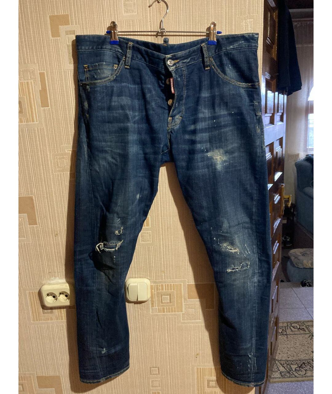 DSQUARED2 Синие хлопко-эластановые джинсы скинни, фото 5