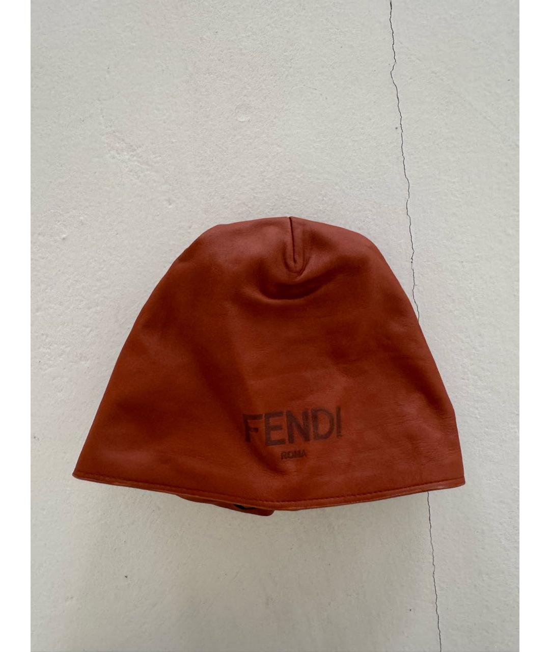 FENDI Коричневая кожаная шапка, фото 6