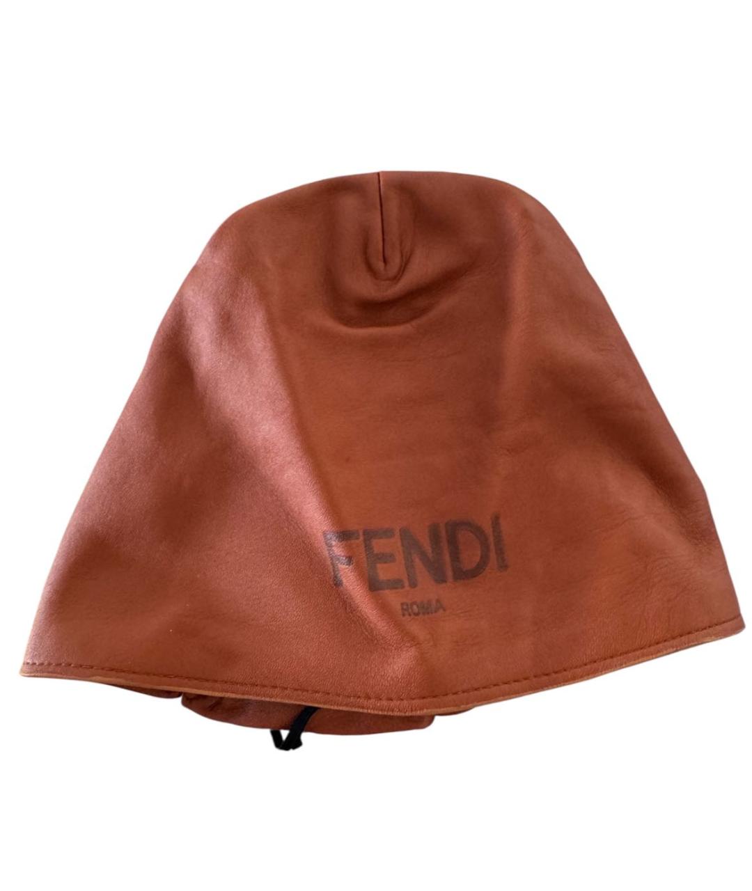 FENDI Коричневая кожаная шапка, фото 8