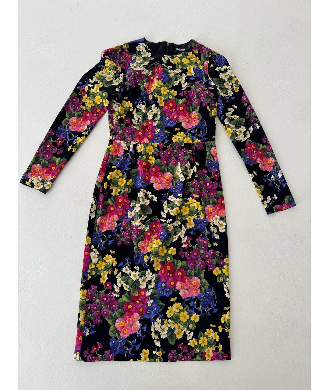 DOLCE&GABBANA Мульти шелковое платье, фото 7