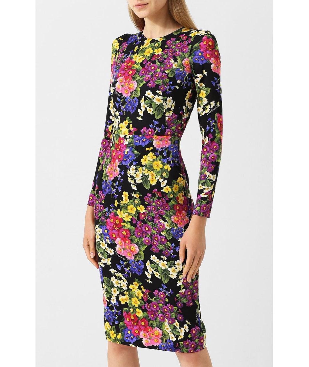 DOLCE&GABBANA Мульти шелковое платье, фото 2