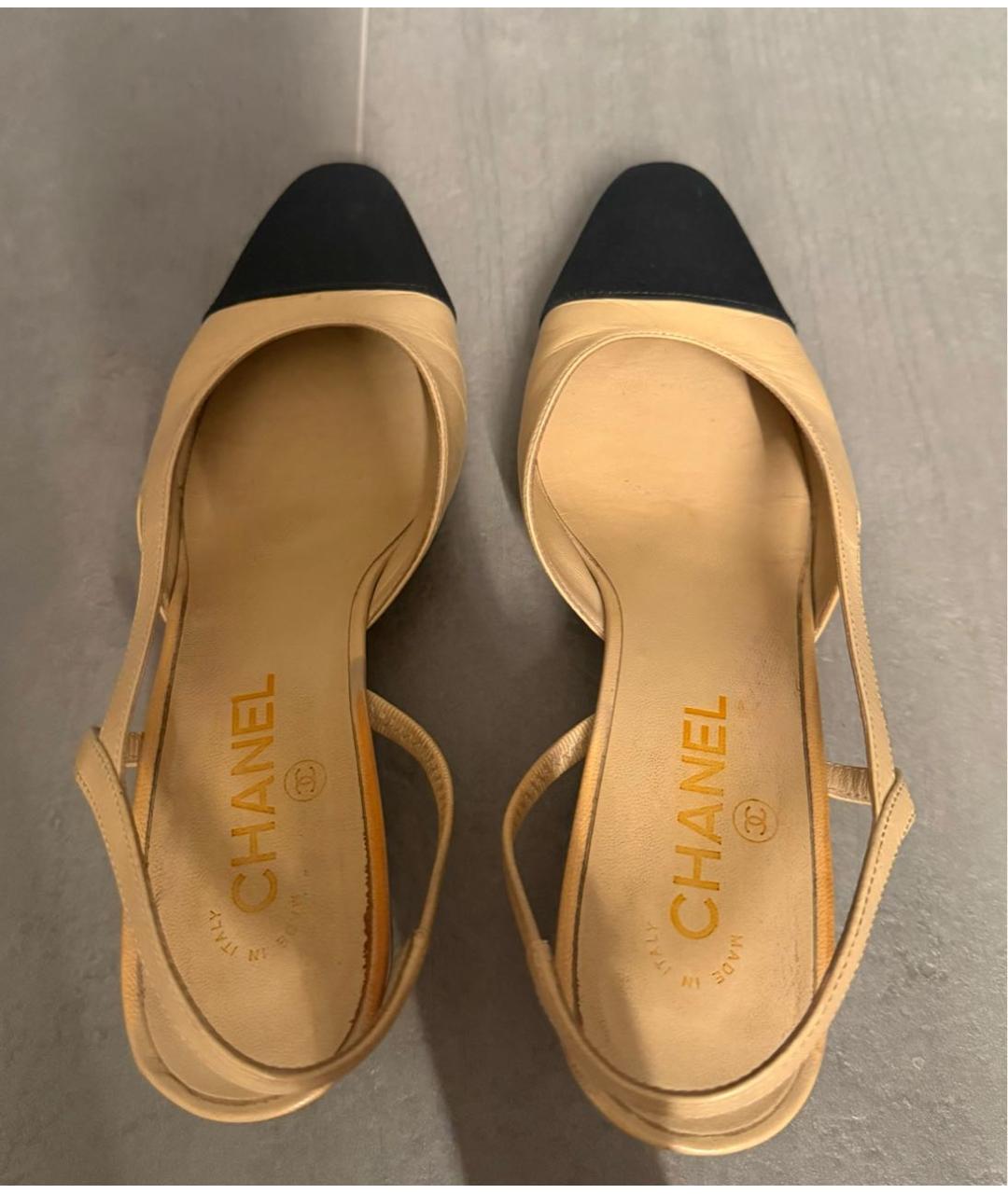 CHANEL Бежевые кожаные туфли, фото 3