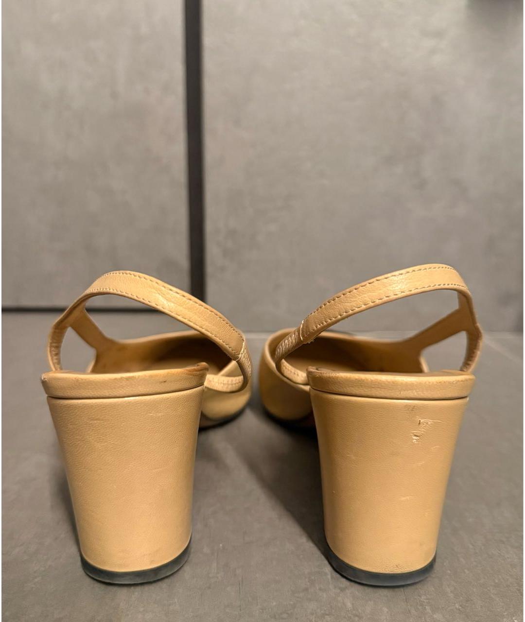 CHANEL Бежевые кожаные туфли, фото 4