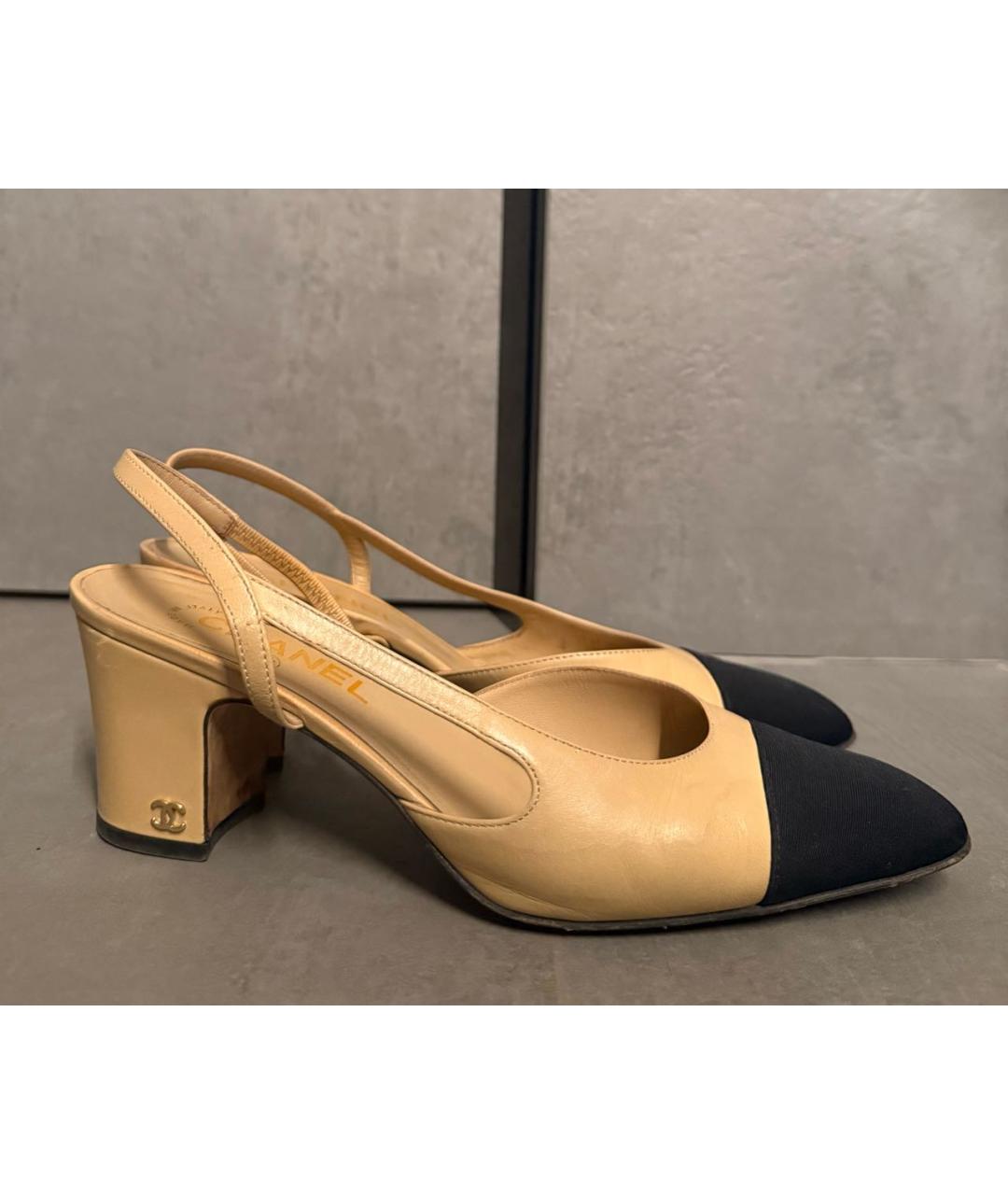 CHANEL Бежевые кожаные туфли, фото 5
