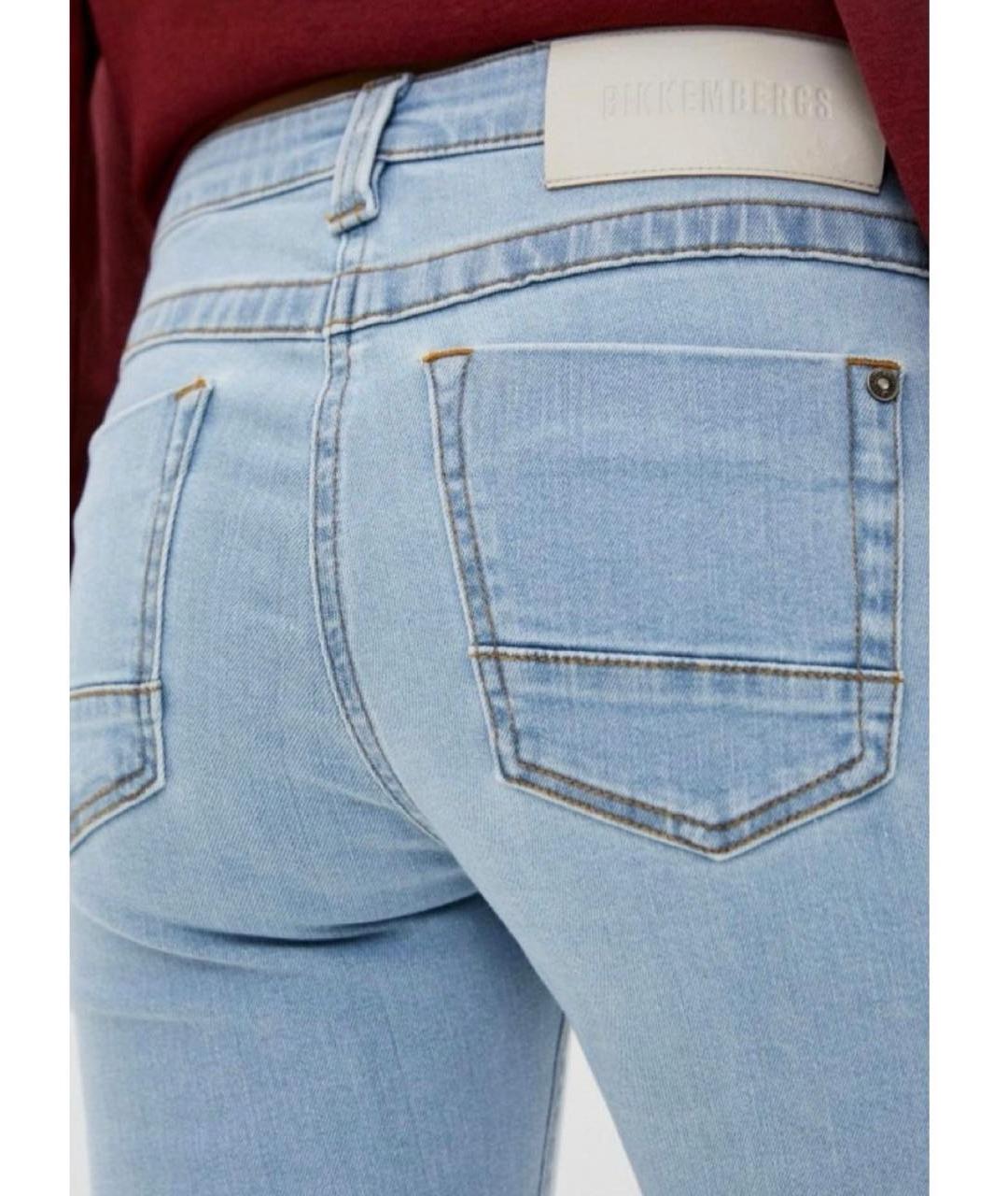 BIKKEMBERGS Голубые хлопко-эластановые джинсы слим, фото 5
