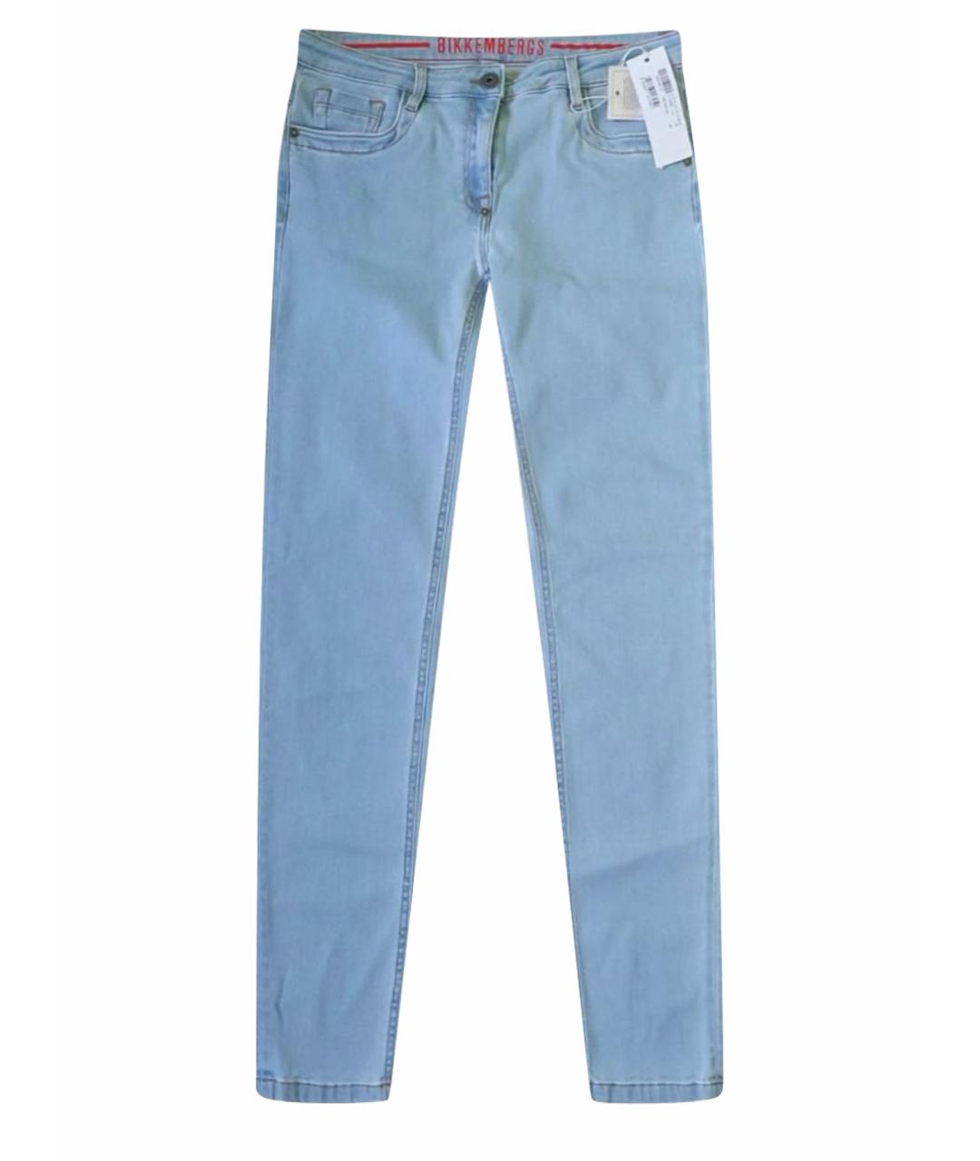BIKKEMBERGS Голубые хлопко-эластановые джинсы слим, фото 1