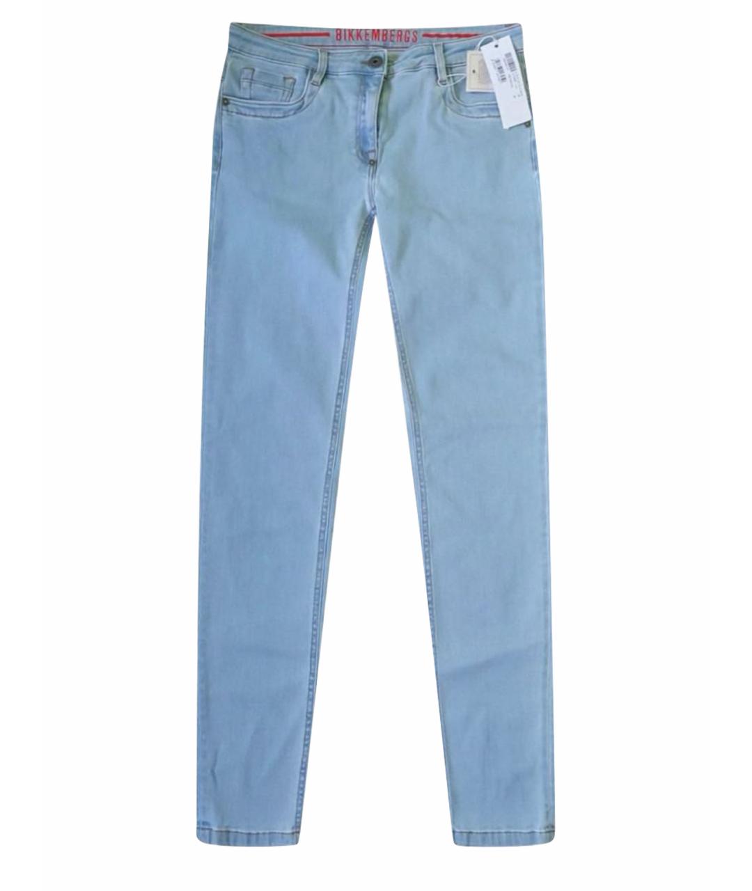 BIKKEMBERGS Голубые хлопко-эластановые джинсы слим, фото 1