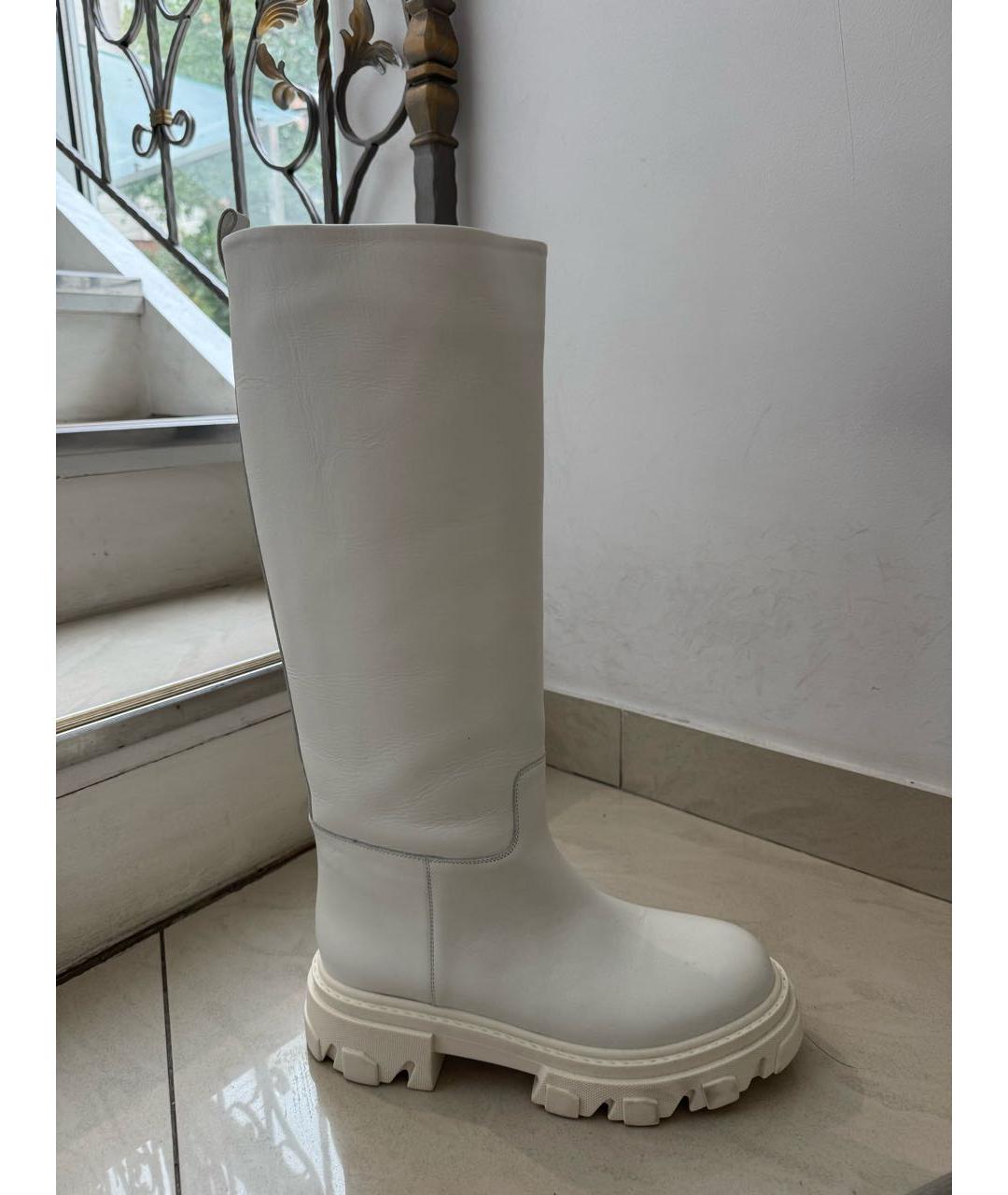 GIA COUTURE Белые кожаные сапоги, фото 3