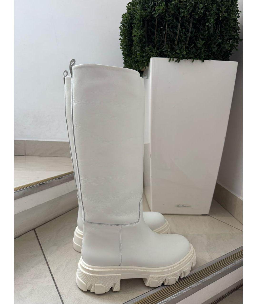 GIA COUTURE Белые кожаные сапоги, фото 2