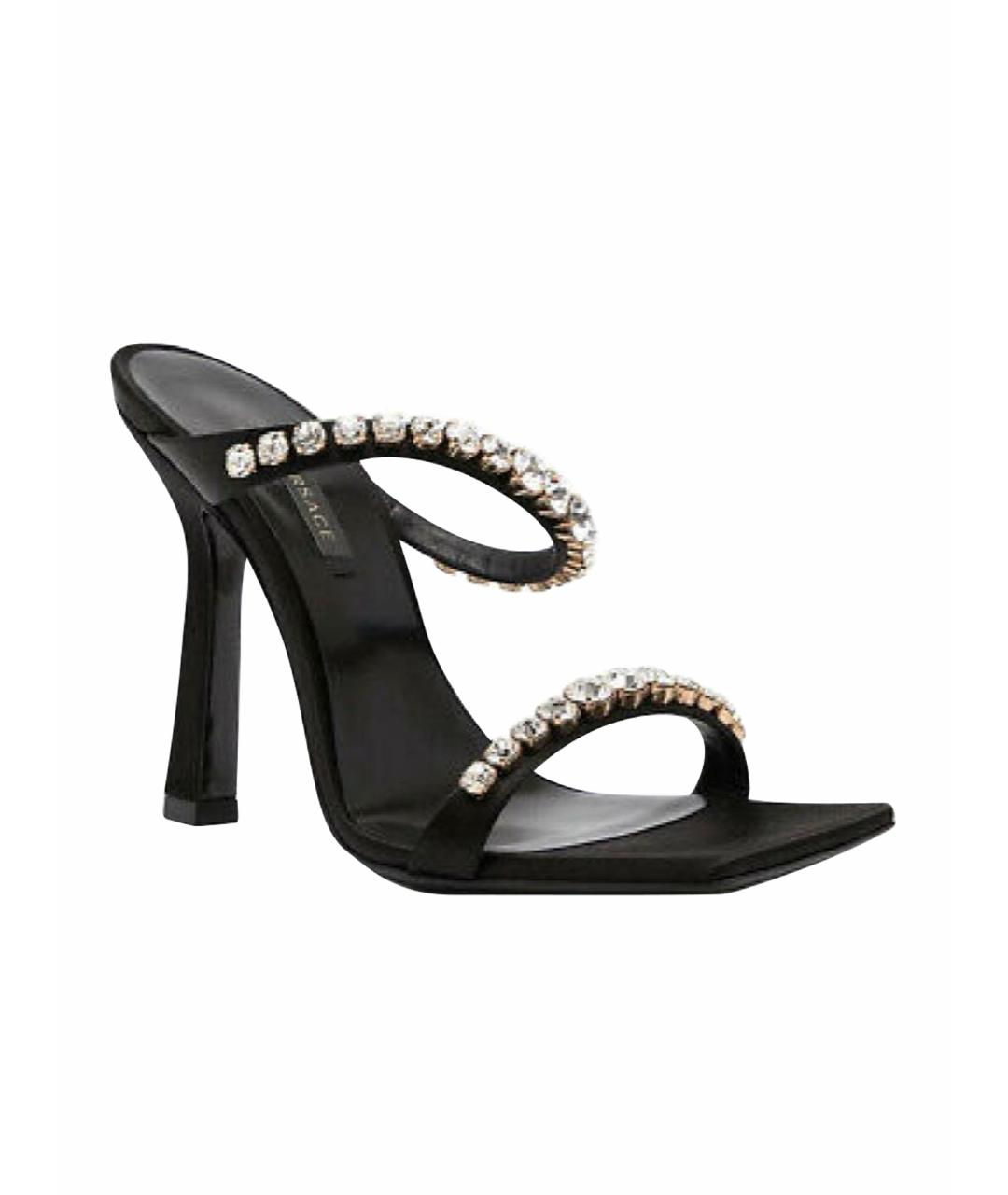 VERSACE Черные текстильные босоножки, фото 1