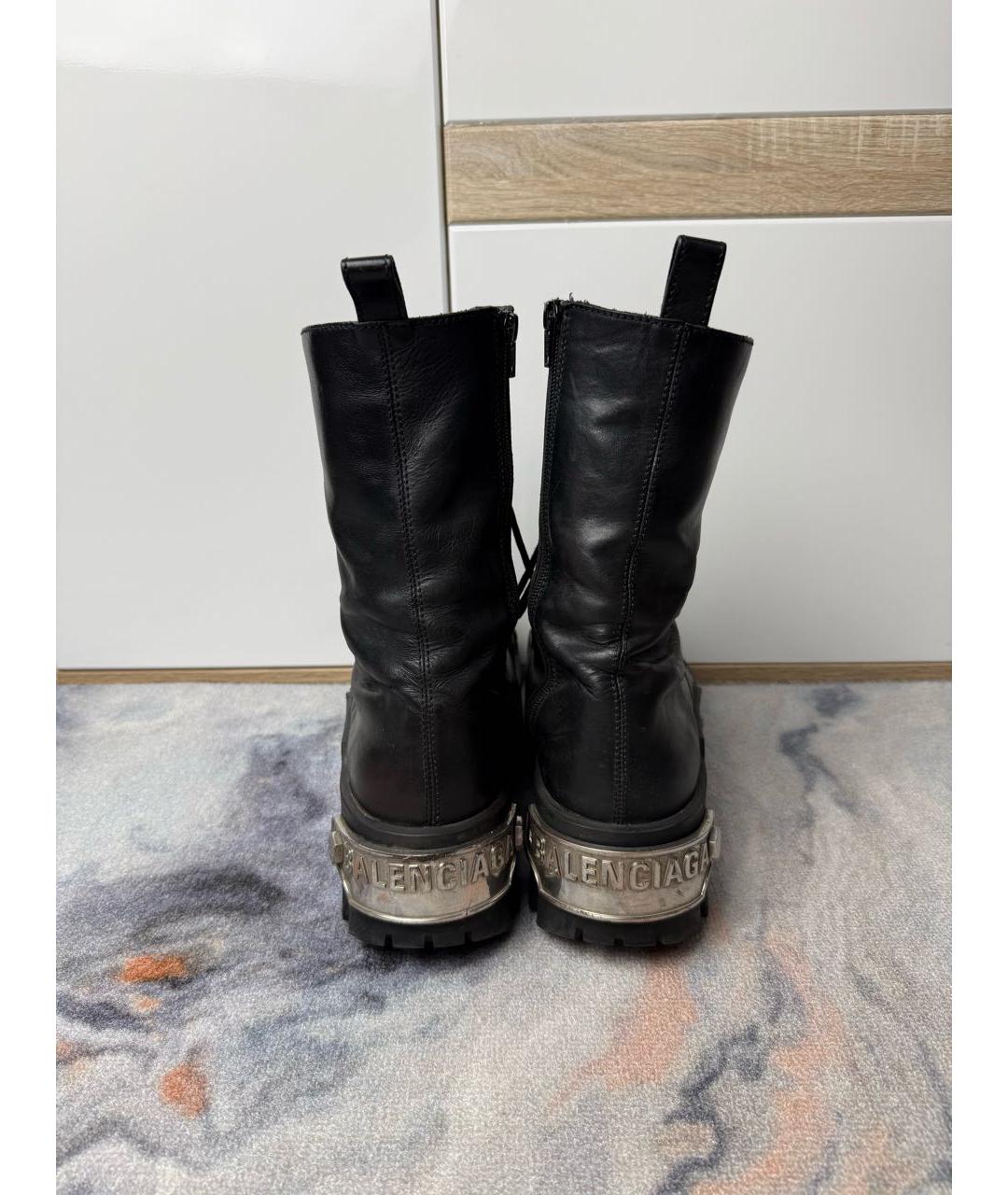 BALENCIAGA Черные кожаные высокие ботинки, фото 4