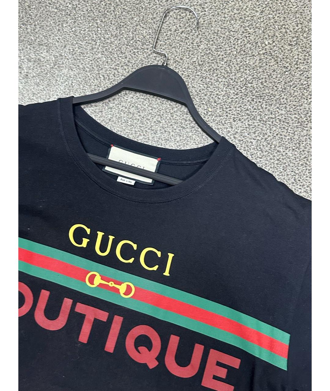 GUCCI Черная хлопковая футболка, фото 2