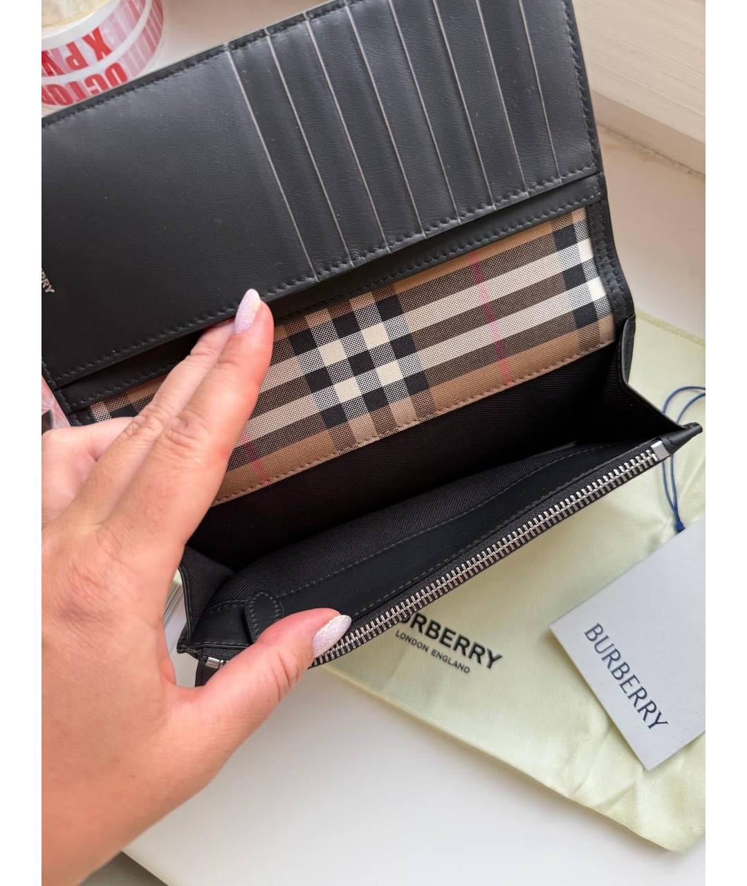 BURBERRY Черный кожаный кошелек, фото 3
