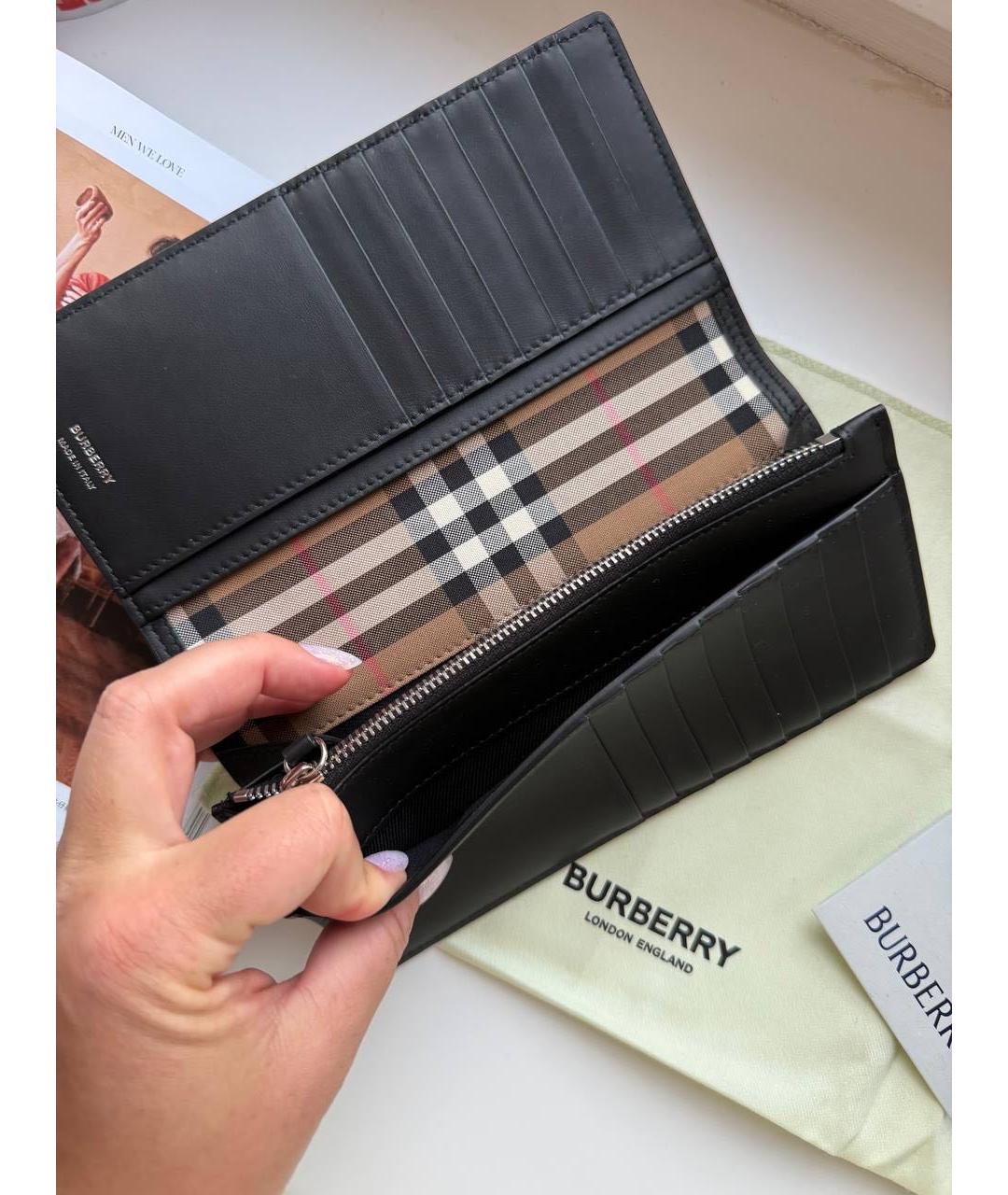 BURBERRY Черный кожаный кошелек, фото 4