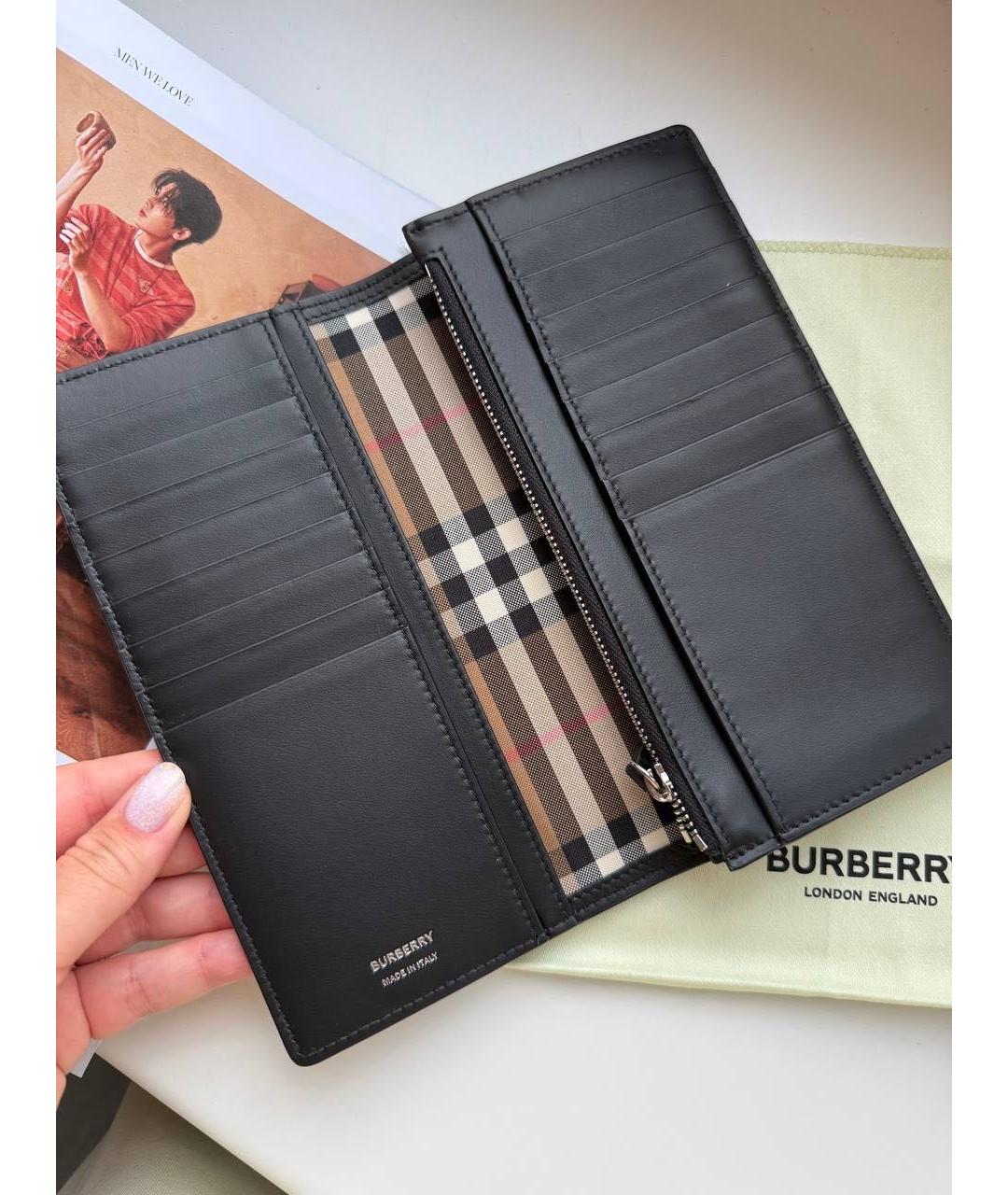 BURBERRY Черный кожаный кошелек, фото 5