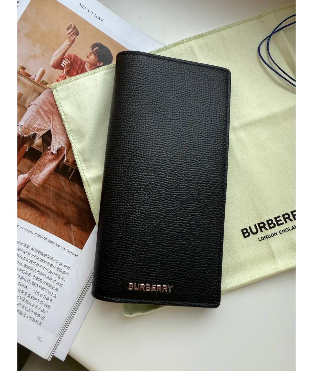 BURBERRY Черный кожаный кошелек, фото 6