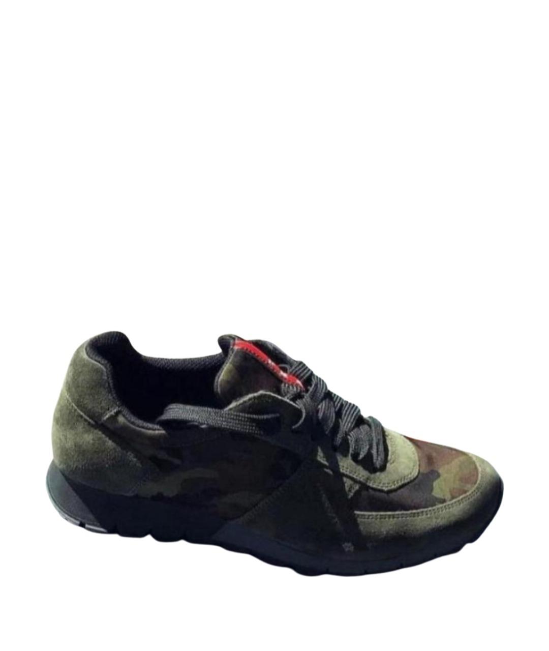 PRADA Хаки замшевые низкие кроссовки / кеды, фото 1