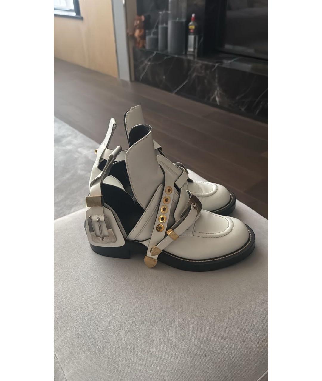 BALENCIAGA Белые кожаные ботинки, фото 5