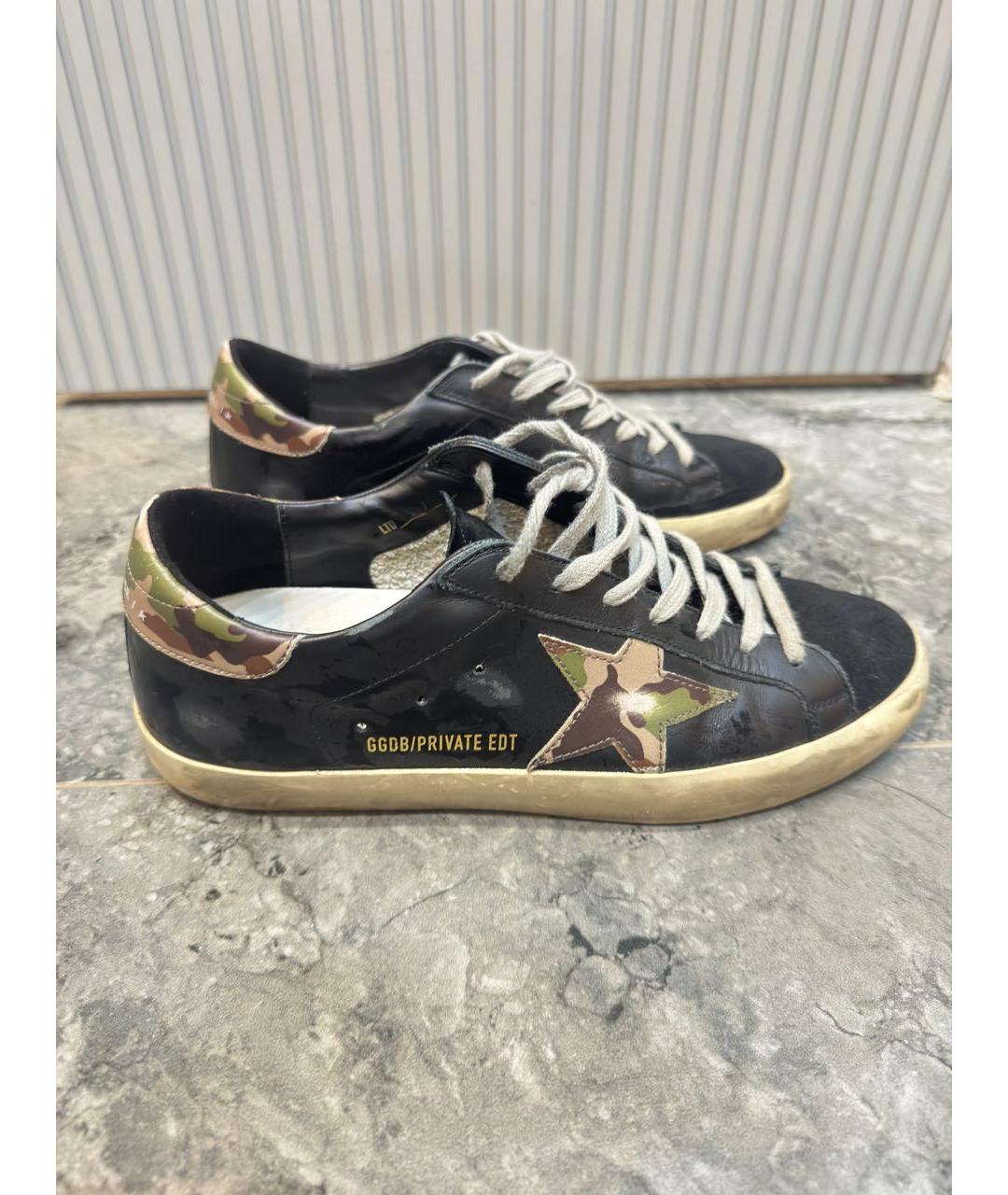 GOLDEN GOOSE DELUXE BRAND Черные кожаные низкие кроссовки / кеды, фото 5