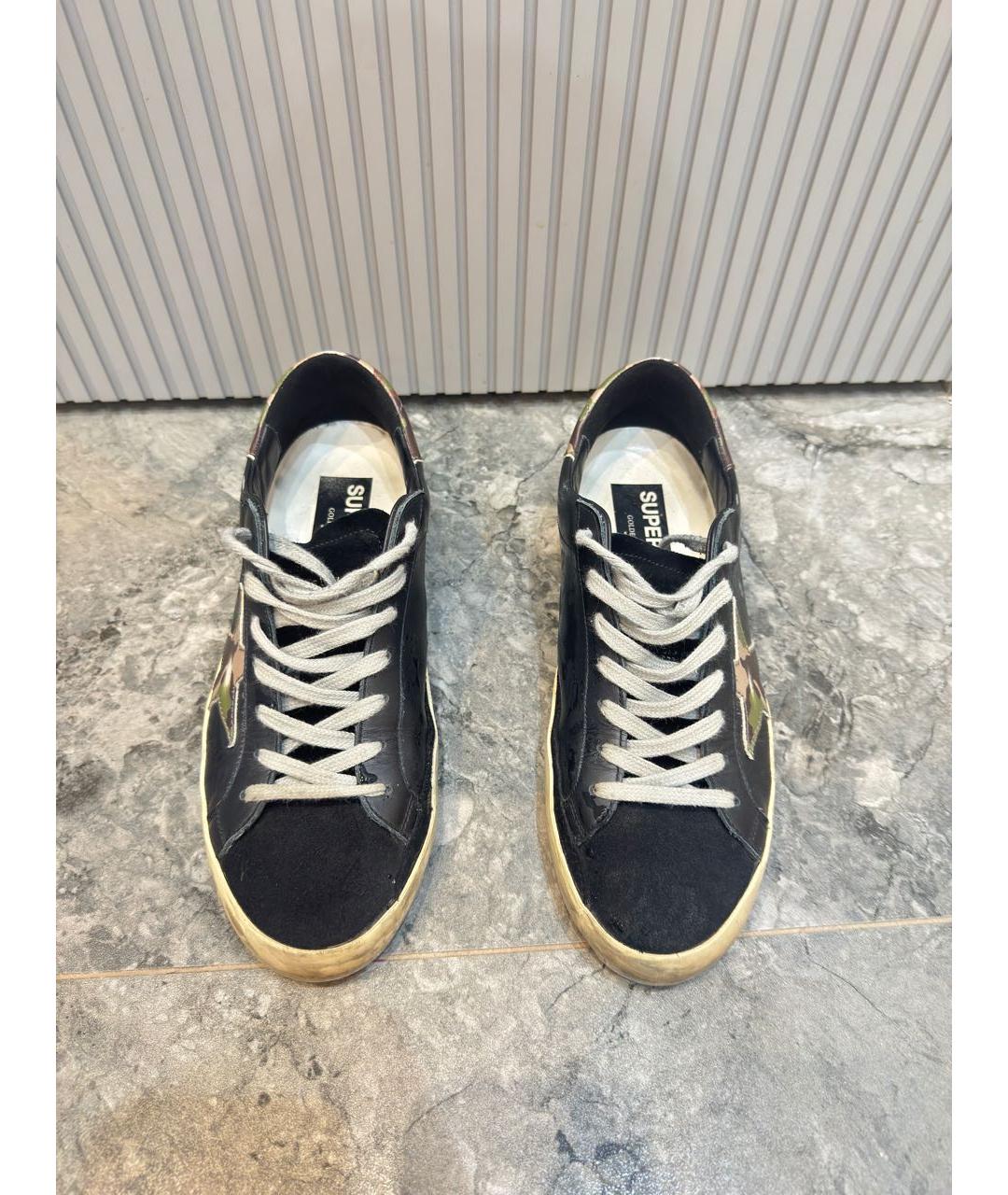 GOLDEN GOOSE DELUXE BRAND Черные кожаные низкие кроссовки / кеды, фото 2