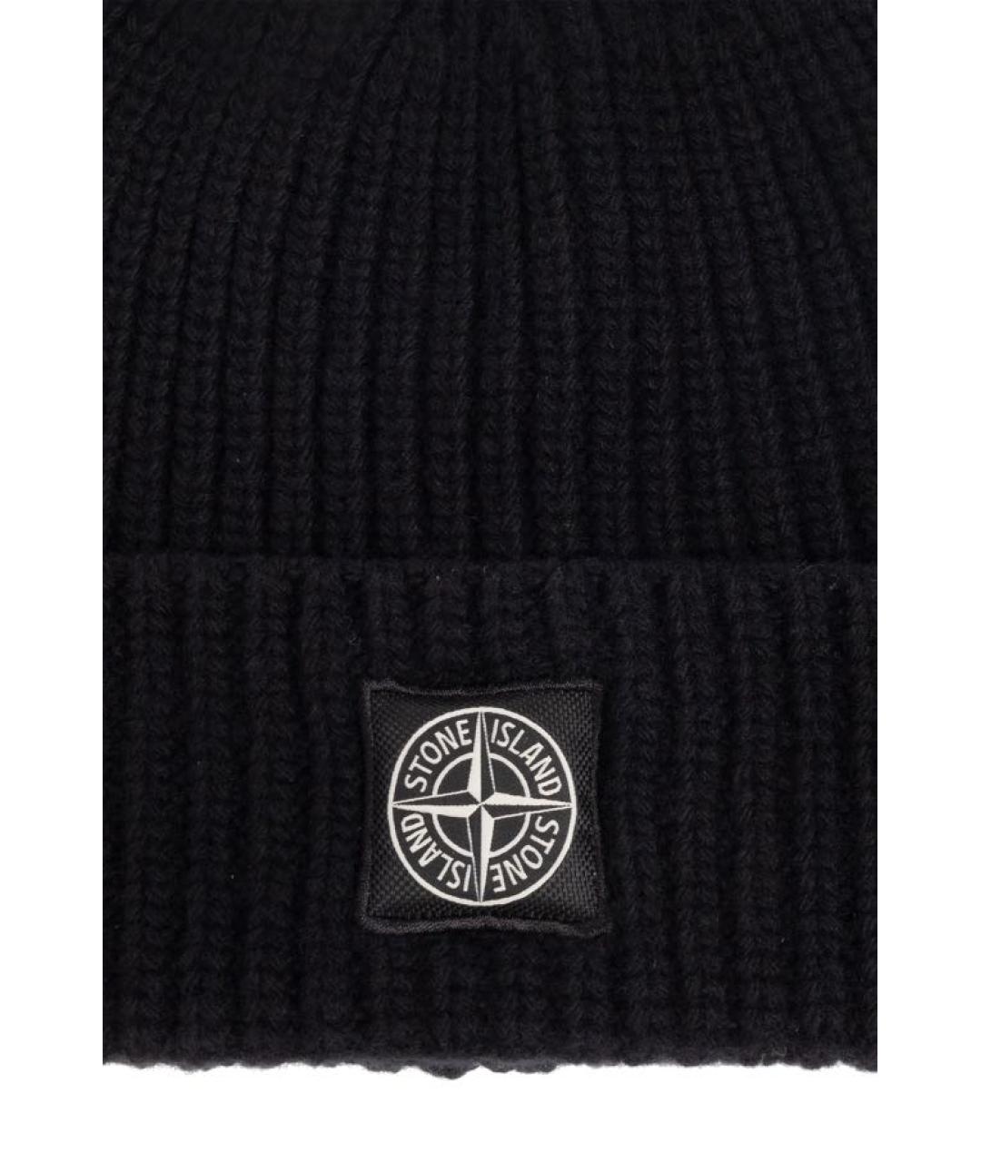 STONE ISLAND Черная шерстяная шапка, фото 4