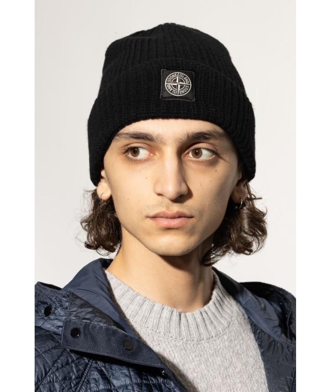 STONE ISLAND Черная шерстяная шапка, фото 2