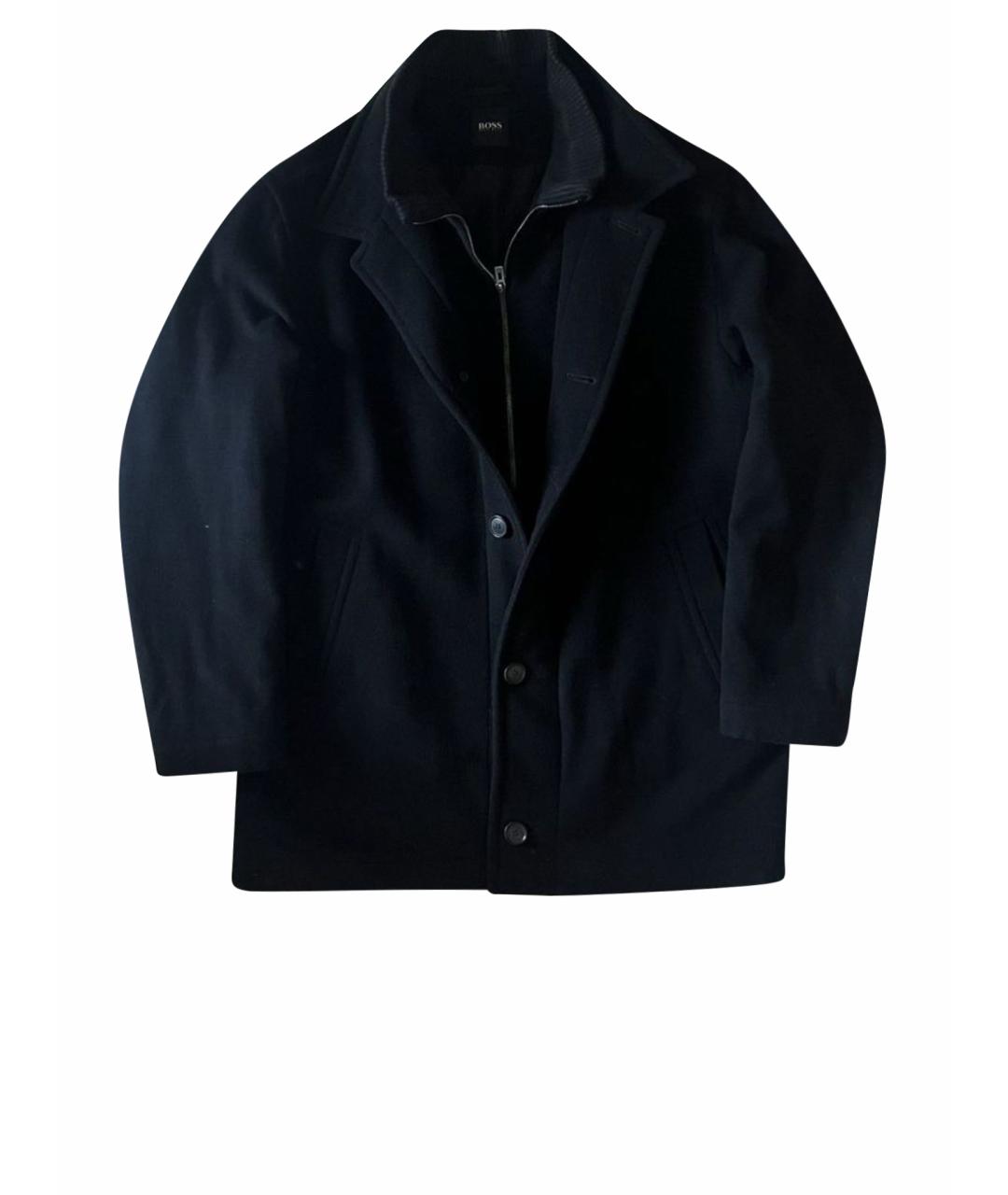 HUGO BOSS Черное шерстяное пальто, фото 1