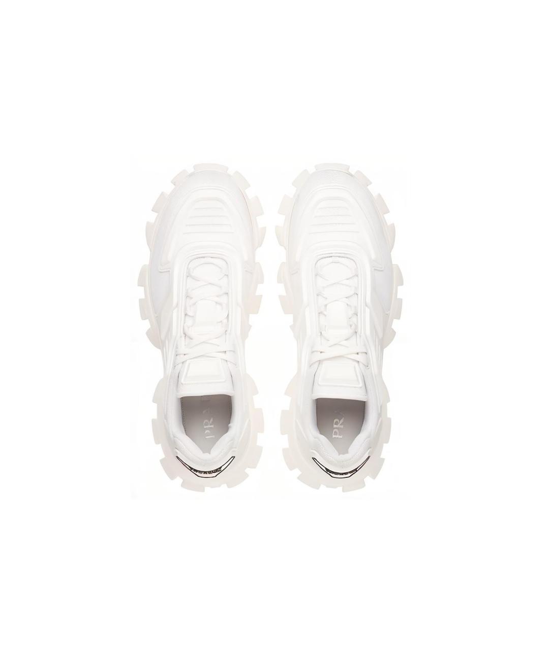 PRADA Белые кожаные низкие кроссовки / кеды, фото 3
