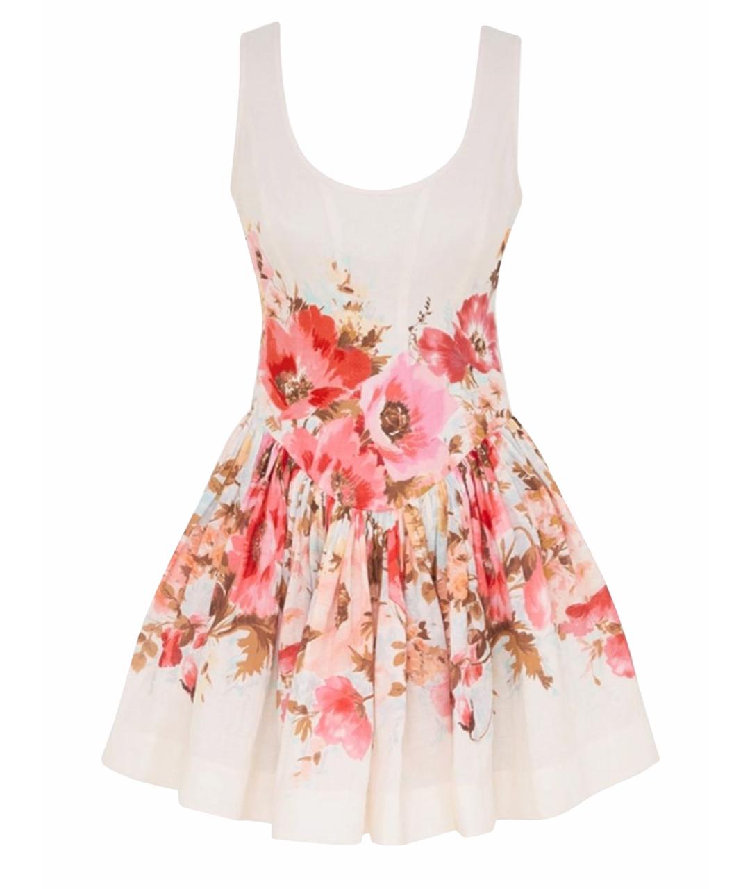 ZIMMERMANN Белое льняное коктейльное платье, фото 1