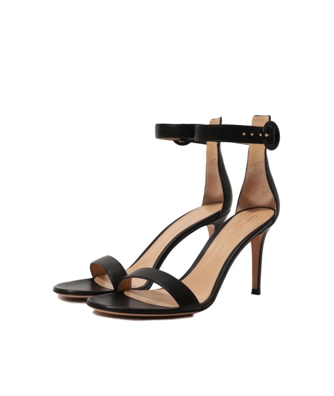 GIANVITO ROSSI Черные кожаные босоножки, фото 2